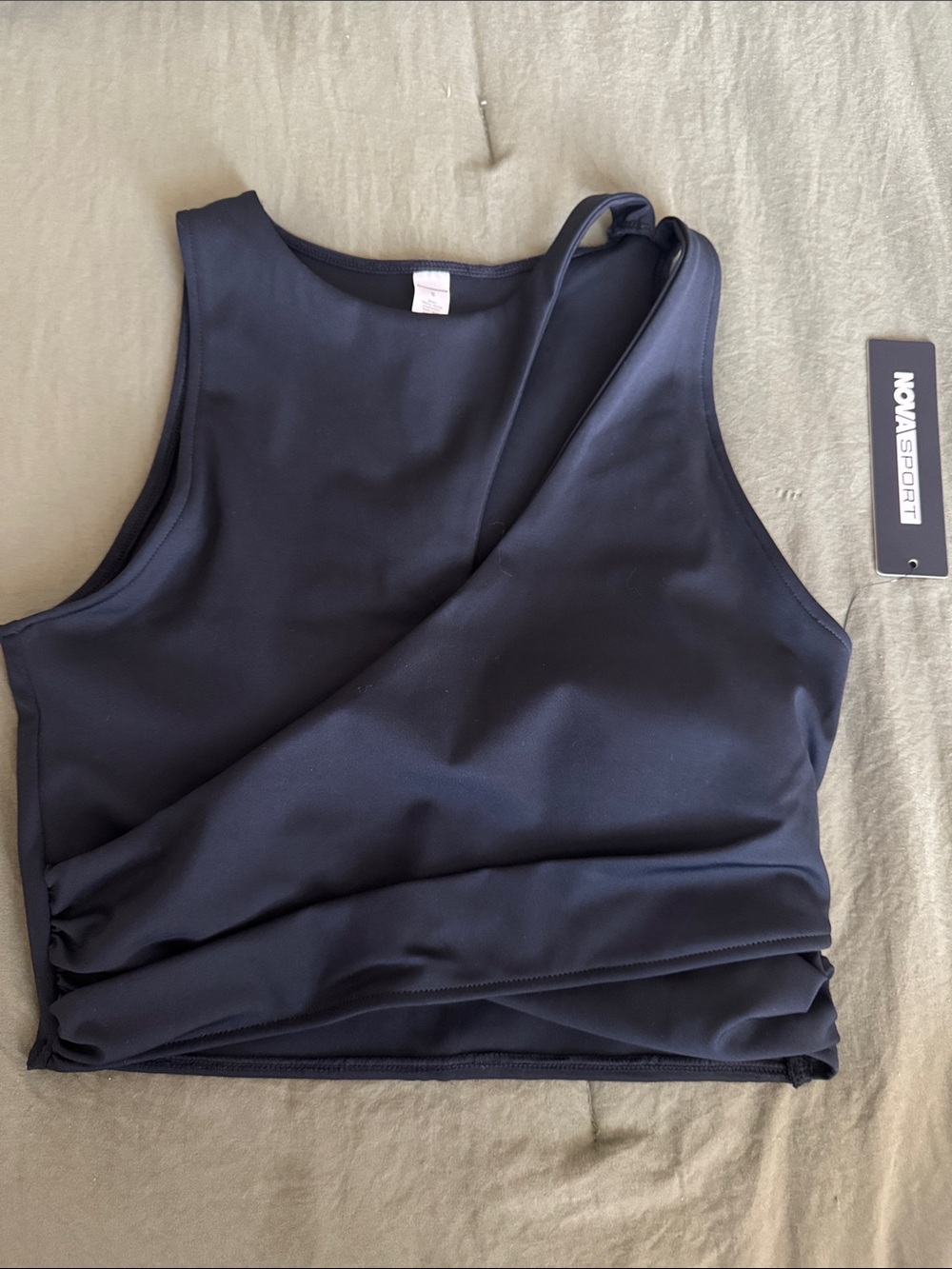 Black Sleeveless Cross-Front Crop Sport Top